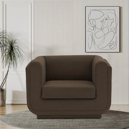 Meridian Kimora Brown Linen Textured Fabric Chair