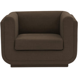 Meridian Kimora Brown Linen Textured Fabric Chair