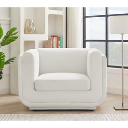Meridian Kimora Cream Linen Textured Fabric Chair