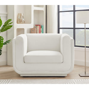 Meridian Kimora Cream Linen Textured Fabric Chair