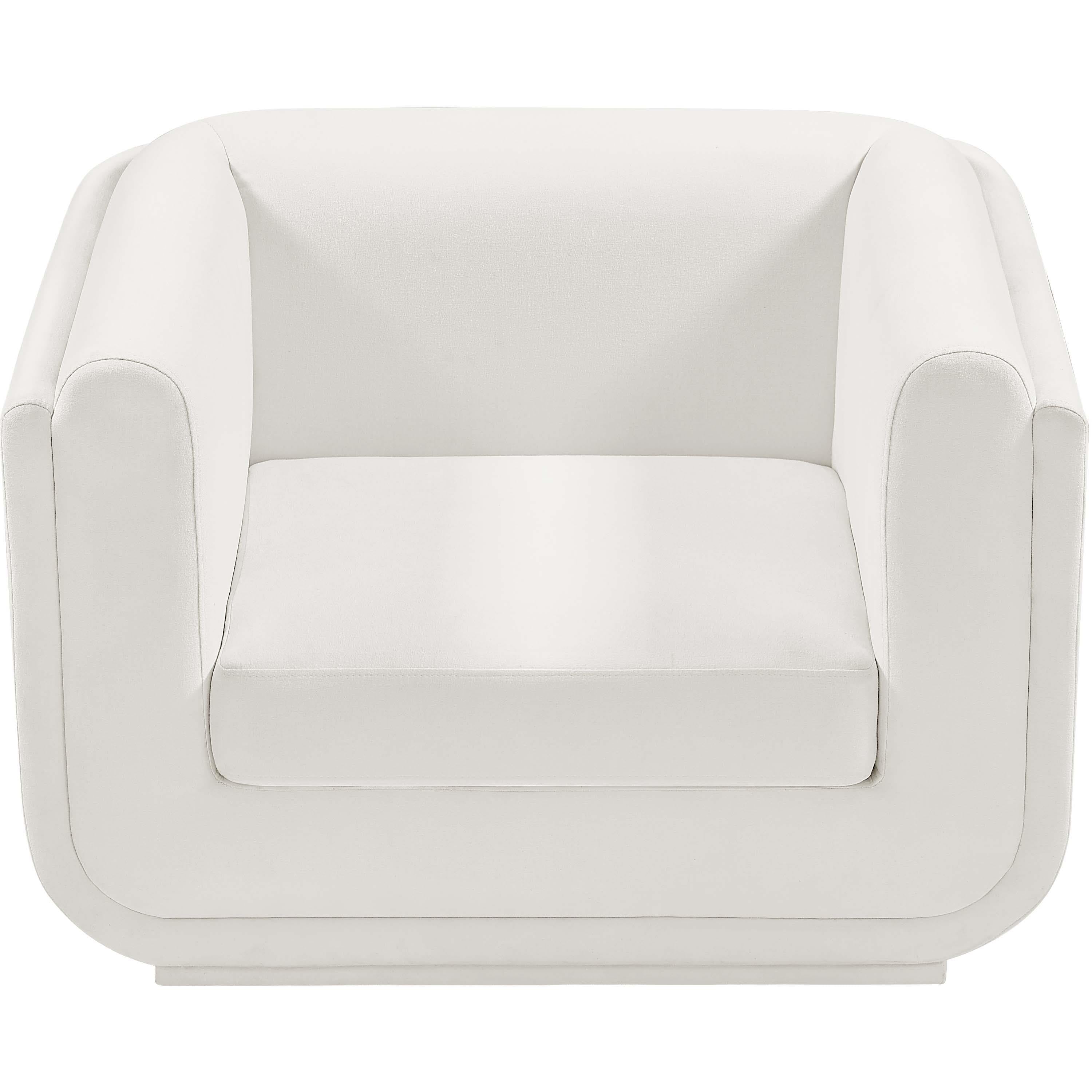 Meridian Kimora Cream Linen Textured Fabric Chair