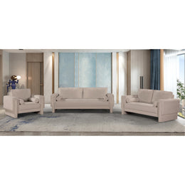 Meridian Madeline Beige Chenille Fabric Chair