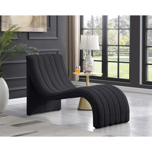 Meridian Orian Black Teddy Fabric Chaise