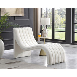 Meridian Orian Cream Teddy Fabric Chaise