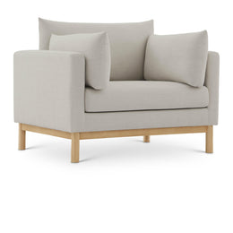 Meridian Langham Beige Linen Textured Fabric Chair