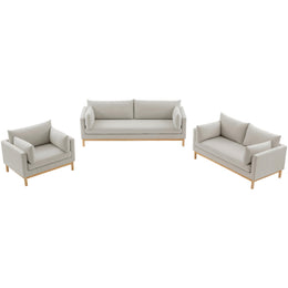 Meridian Langham Beige Linen Textured Fabric Chair