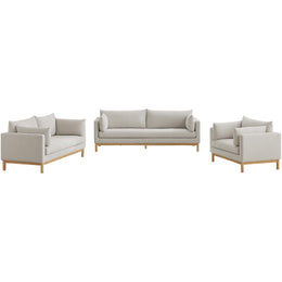 Meridian Langham Beige Linen Textured Fabric Chair
