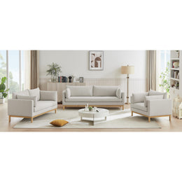 Meridian Langham Beige Linen Textured Fabric Chair