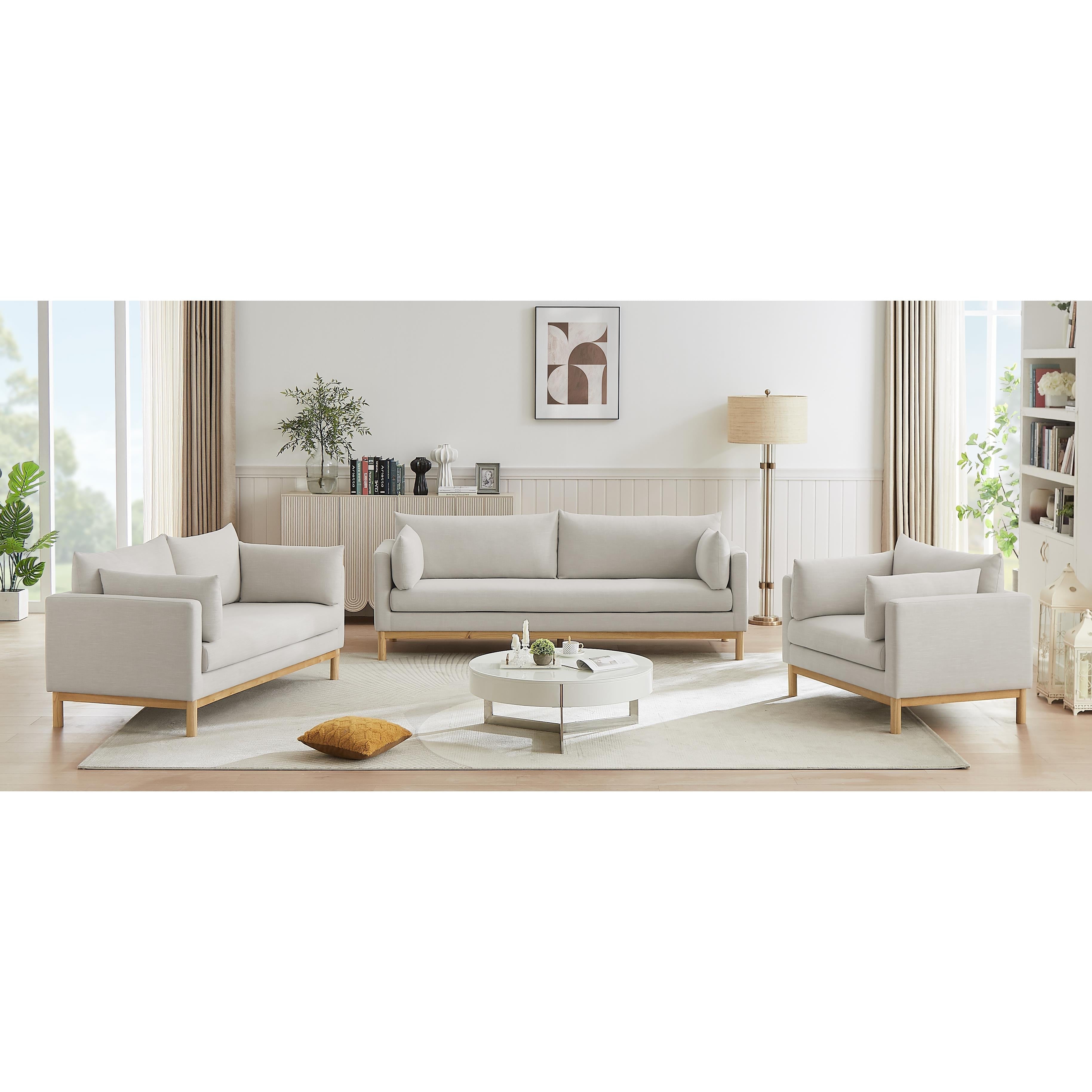 Meridian Langham Beige Linen Textured Fabric Chair