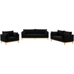 Meridian Langham Black Linen Textured Fabric Chair