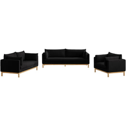 Meridian Langham Black Linen Textured Fabric Chair