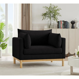 Meridian Langham Black Linen Textured Fabric Chair