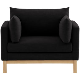 Meridian Langham Black Linen Textured Fabric Chair