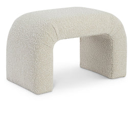 Meridian Niagara Cream Boucle Fabric Bench