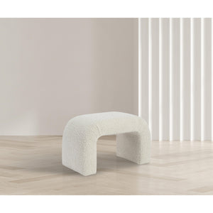 Meridian Niagara Cream Boucle Fabric Bench