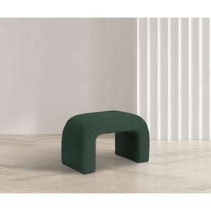 Meridian Niagara Green Boucle Fabric Bench