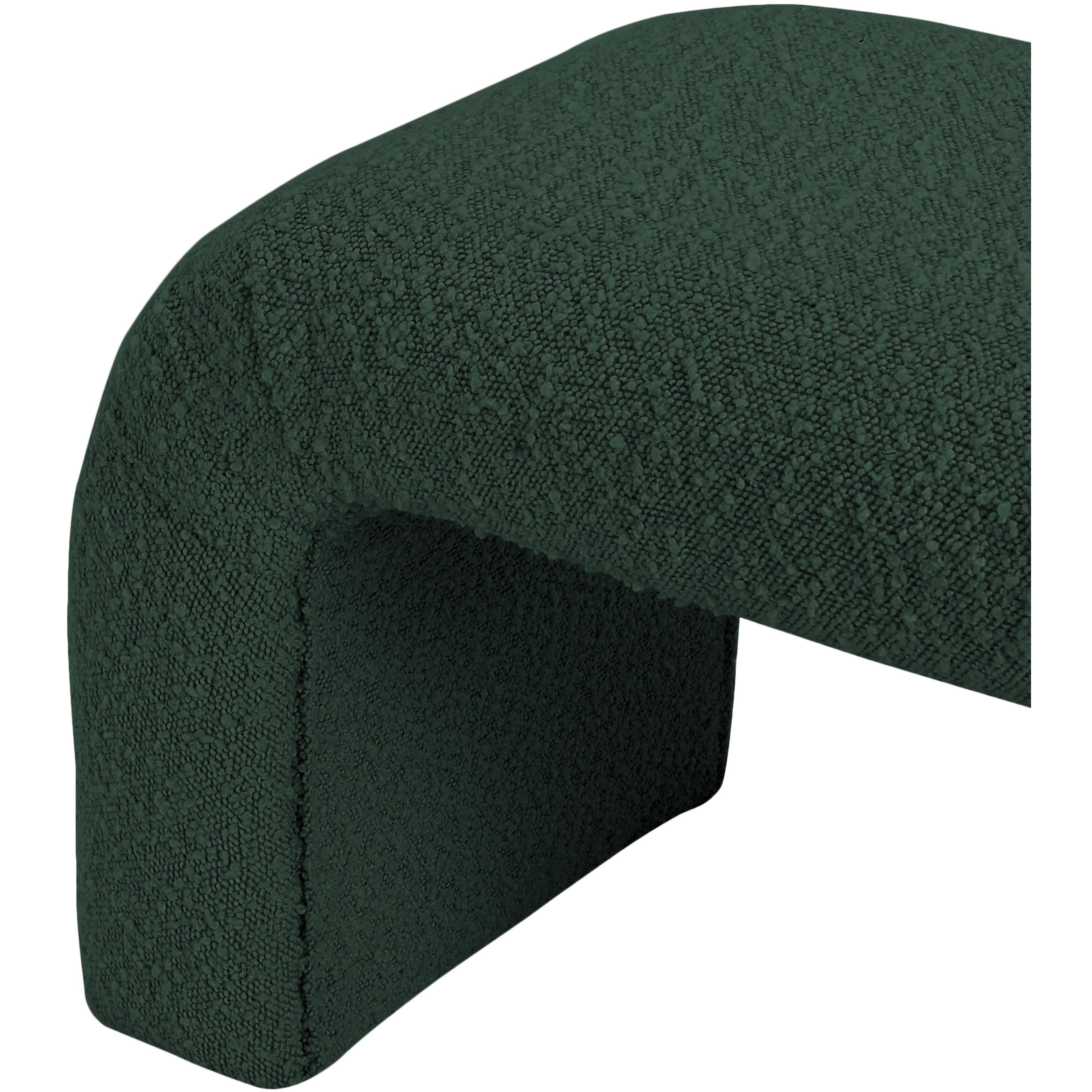 Meridian Niagara Green Boucle Fabric Bench