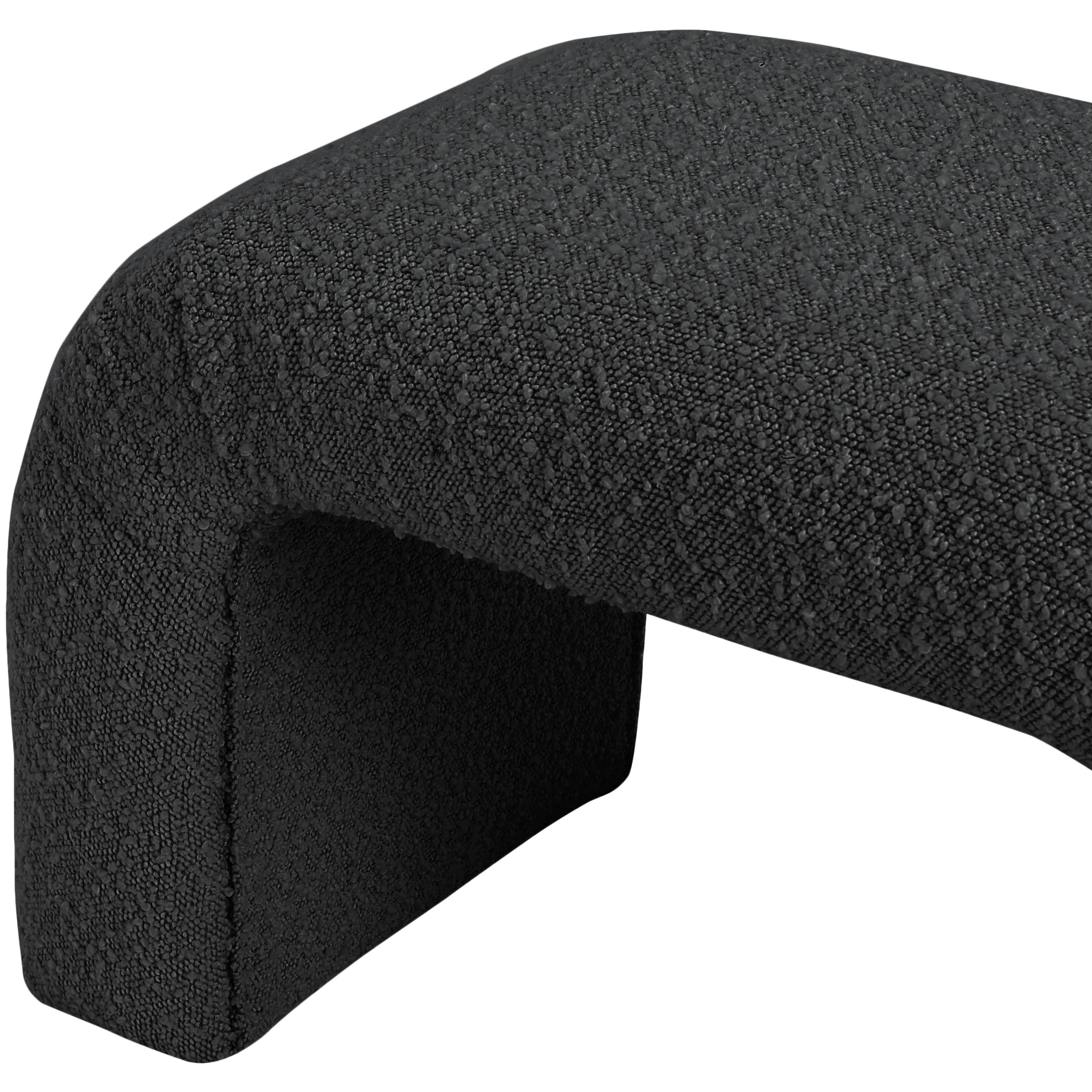 Meridian Niagara Black Boucle Fabric Bench