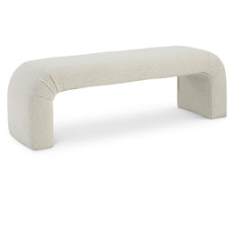 Meridian Niagara Cream Boucle Fabric Bench