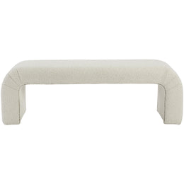Meridian Niagara Cream Boucle Fabric Bench