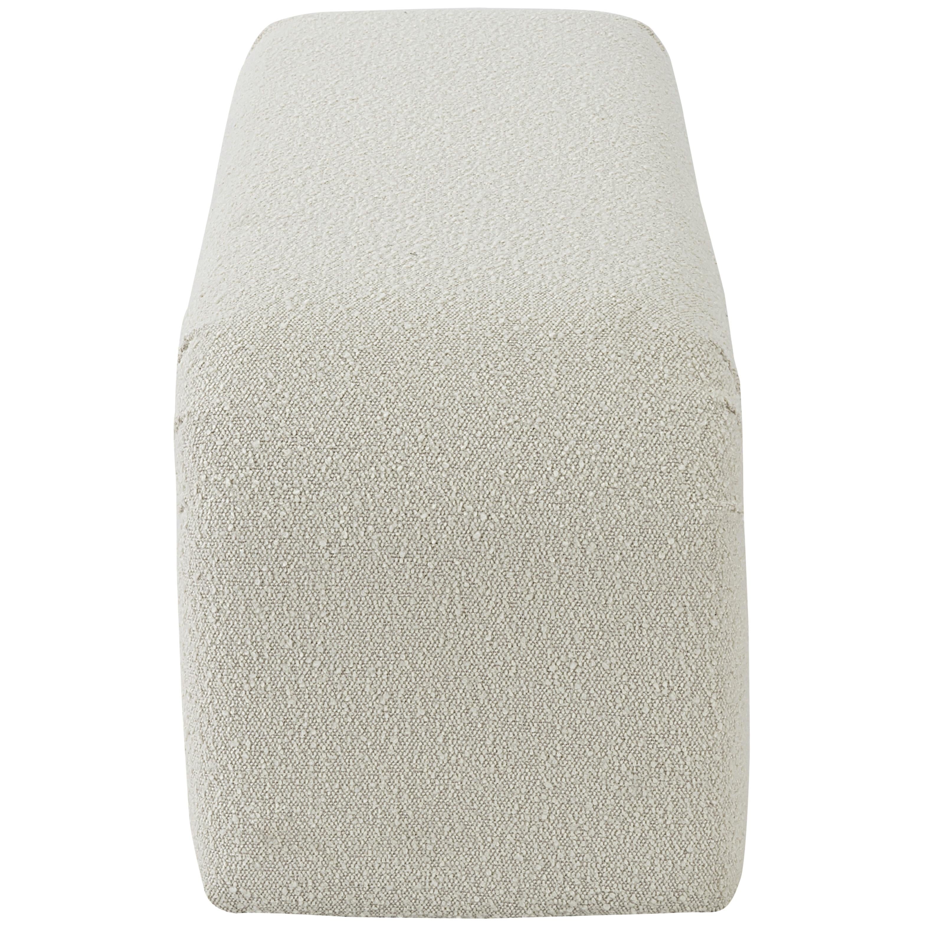 Meridian Niagara Cream Boucle Fabric Bench