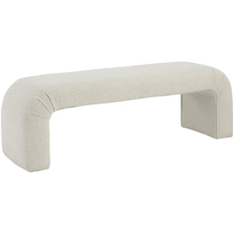 Meridian Niagara Cream Boucle Fabric Bench
