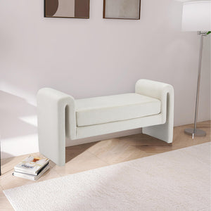 Meridian Sloan Cream Velvet Bench