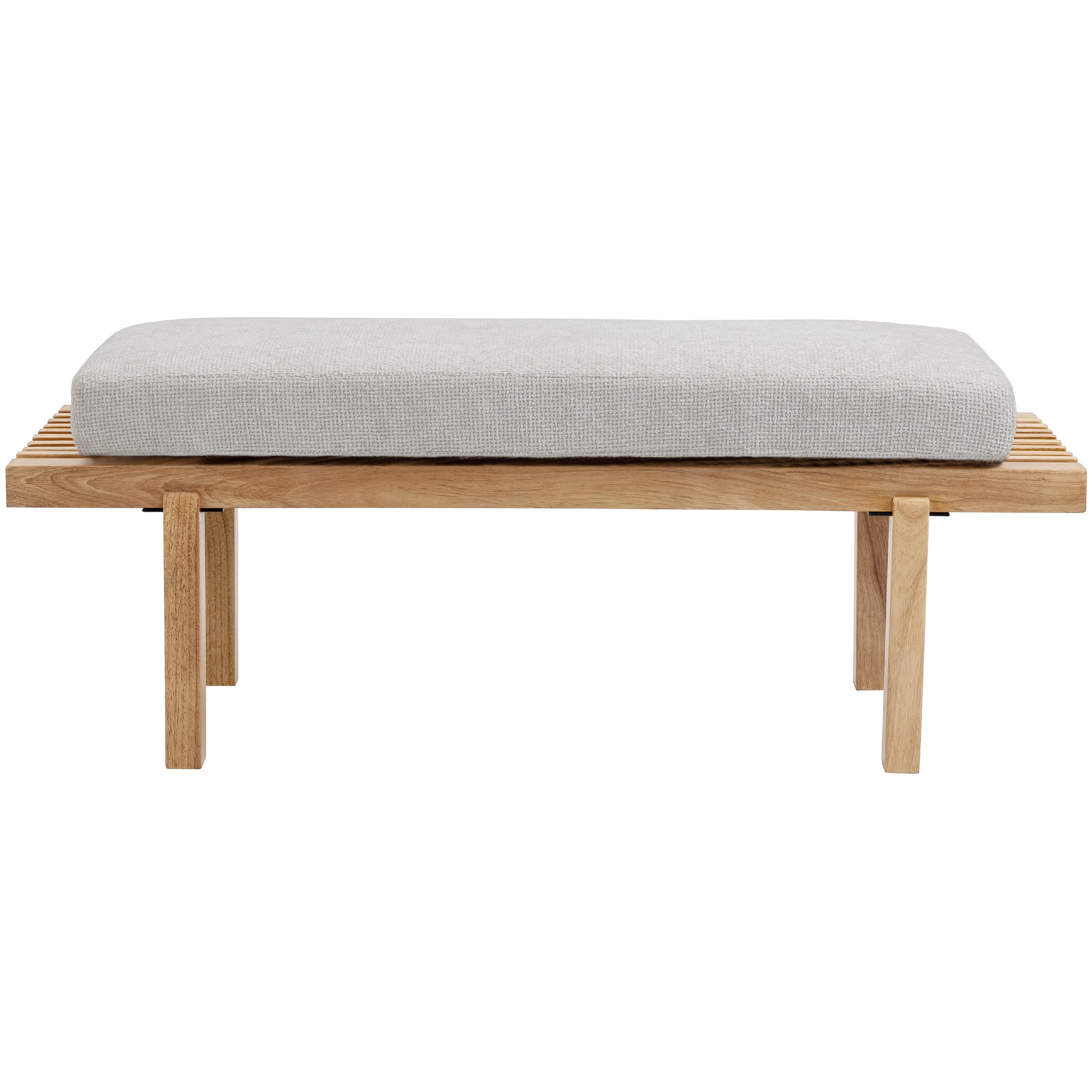 Meridian Naya Cream Chenille Fabric Bench