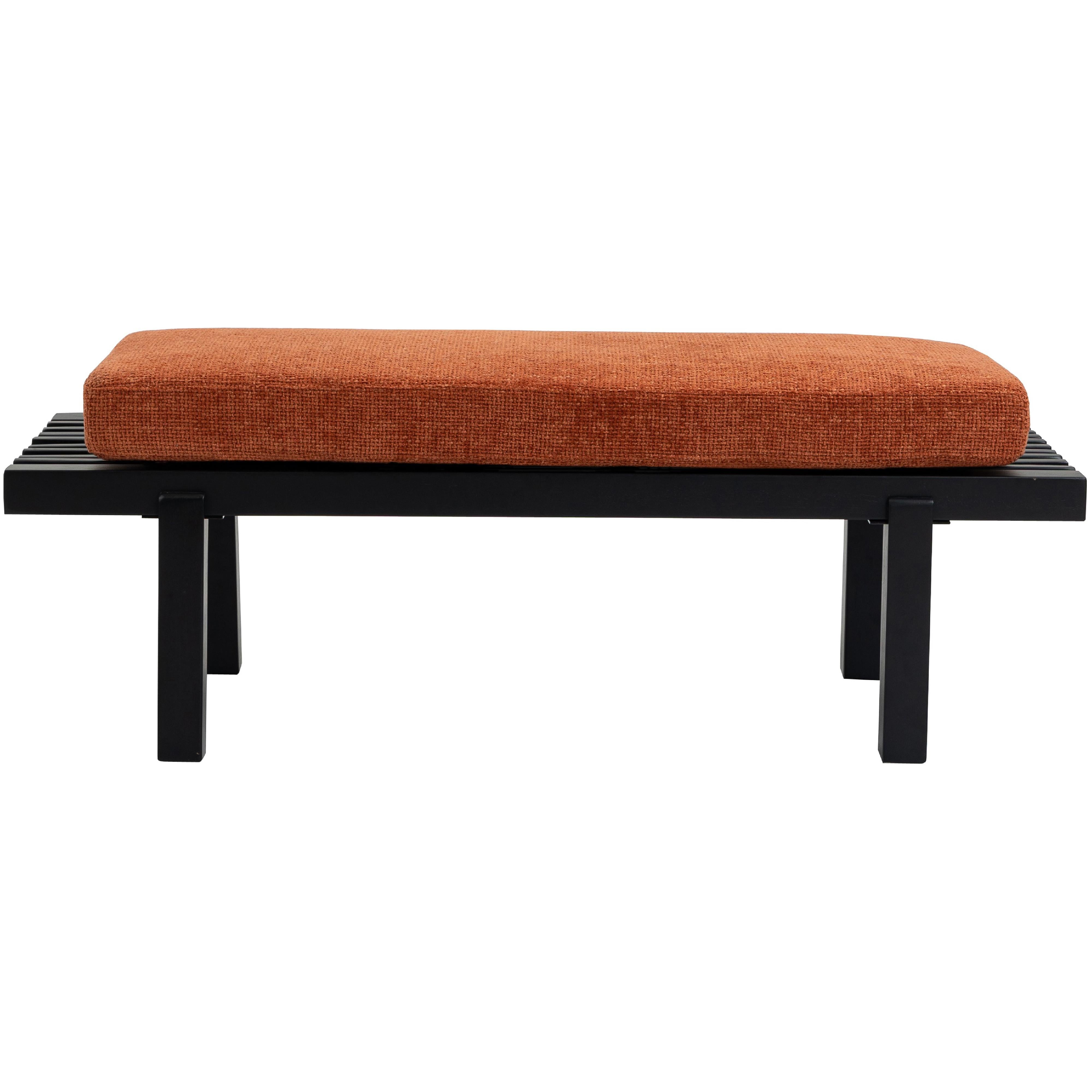 Meridian Naya Cognac Chenille Fabric Bench