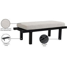 Meridian Naya Cream Chenille Fabric Bench