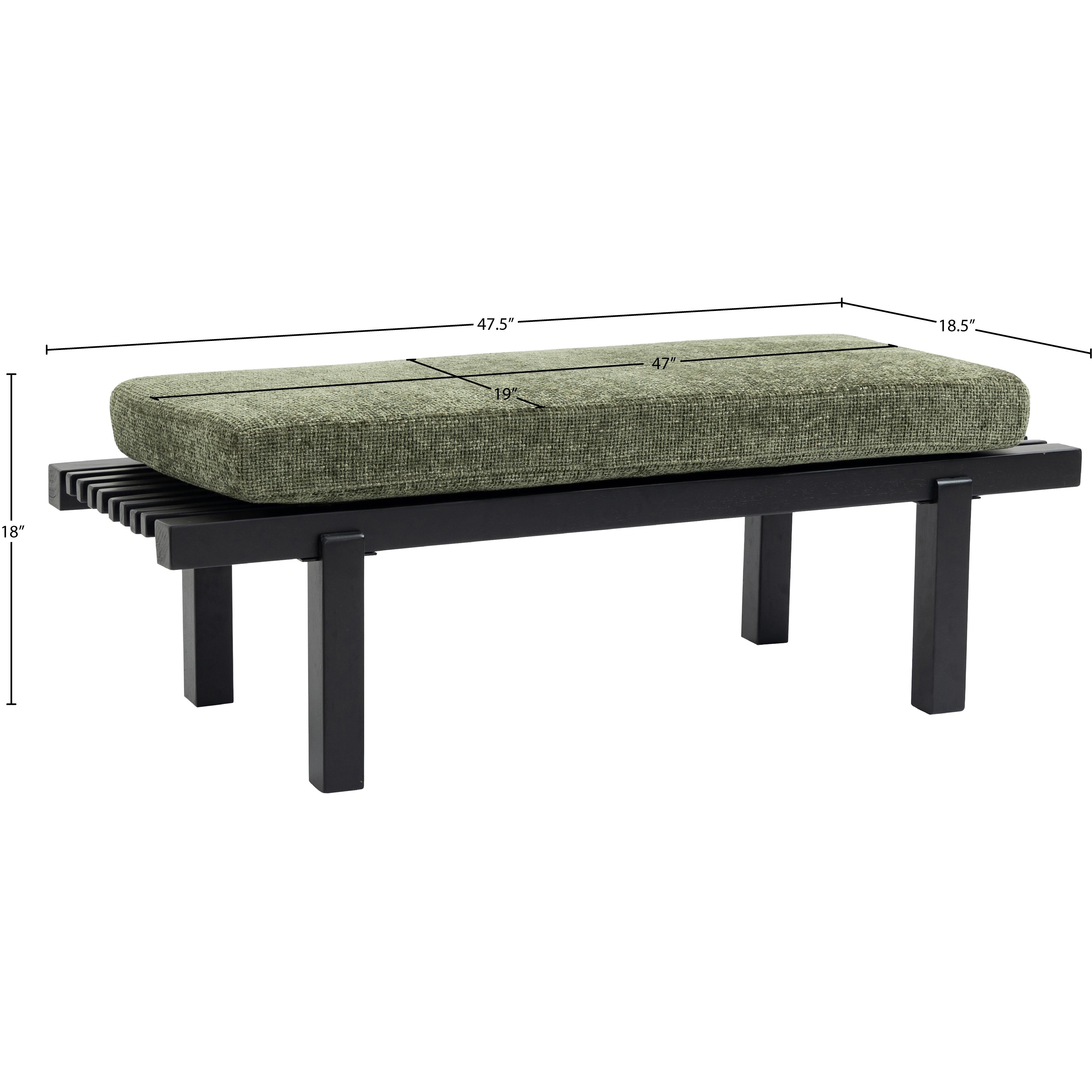Meridian Naya Green Chenille Fabric Bench