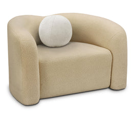 Meridian Kali Beige Faux Shearling Teddy Fabric Chair
