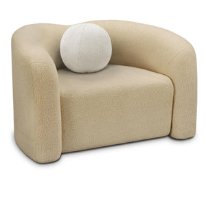 Meridian Kali Beige Faux Shearling Teddy Fabric Chair