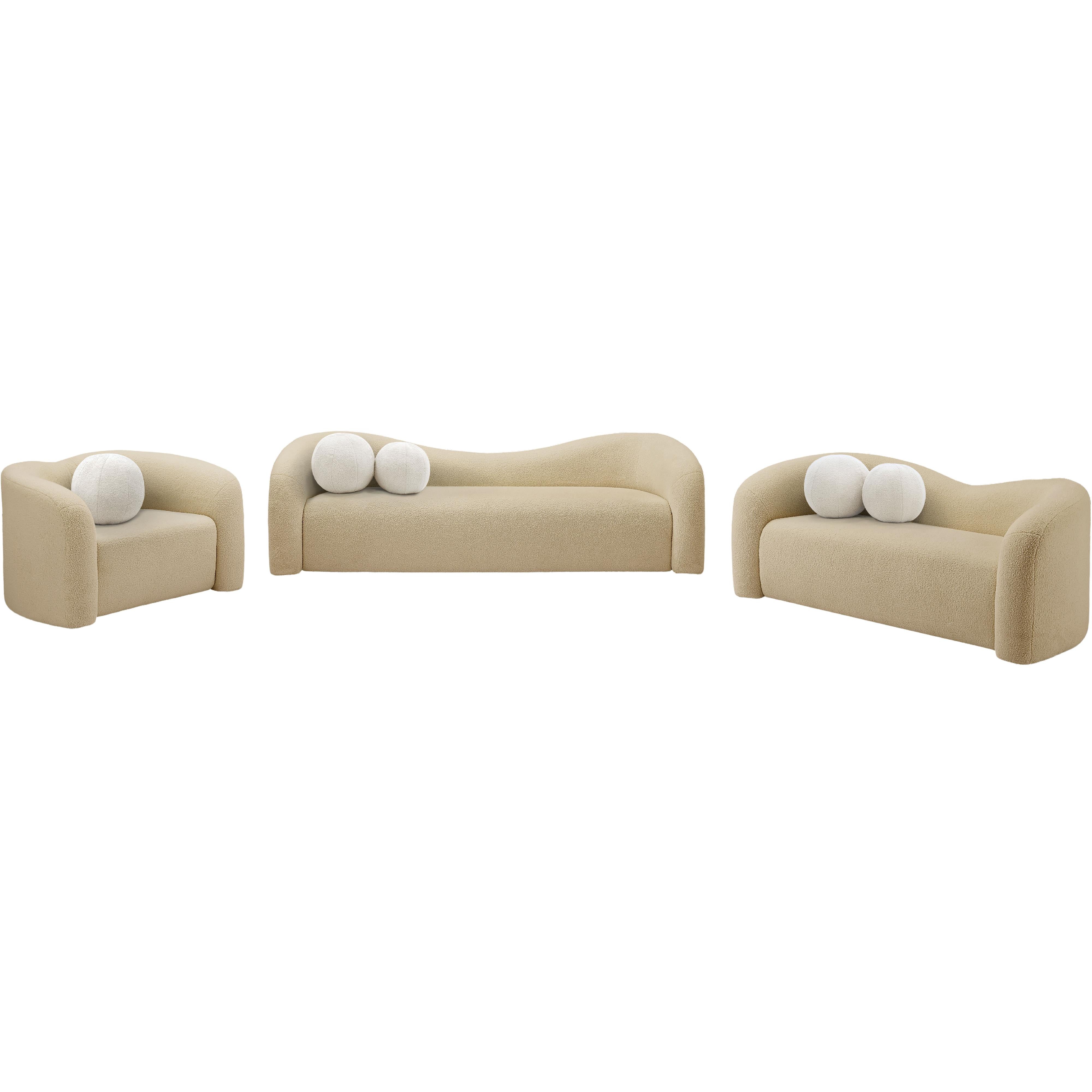 Meridian Kali Beige Faux Shearling Teddy Fabric Chair