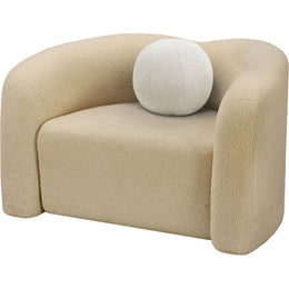 Meridian Kali Beige Faux Shearling Teddy Fabric Chair