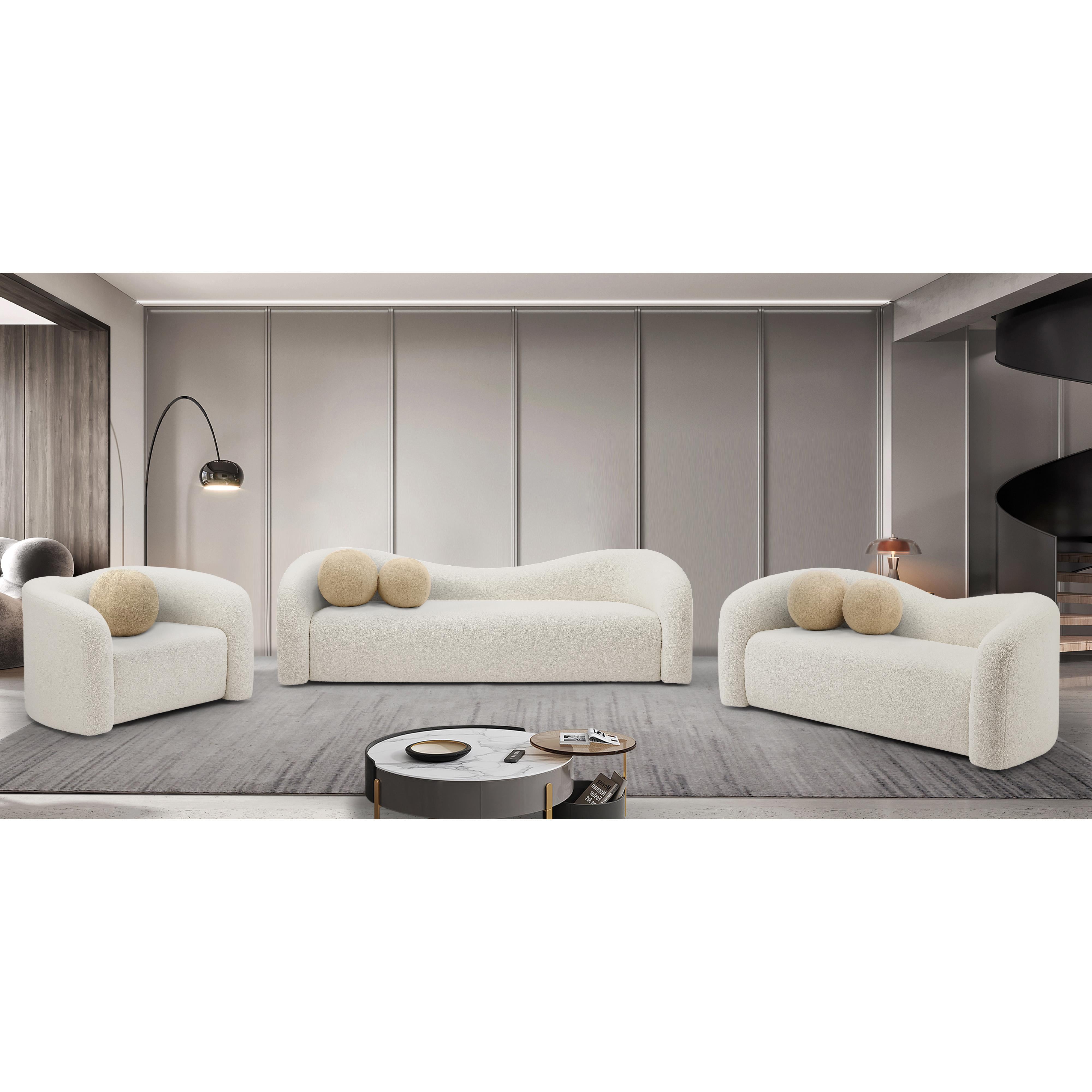 Meridian Kali Cream Faux Shearling Teddy Fabric Chair