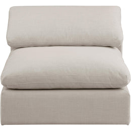 Meridian Comfy Beige Linen Textured Fabric Modular Armless Chair