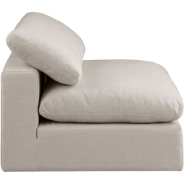 Meridian Comfy Beige Linen Textured Fabric Modular Armless Chair