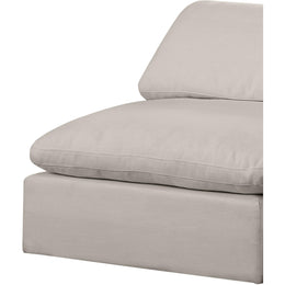 Meridian Comfy Beige Linen Textured Fabric Modular Armless Chair