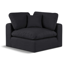 Meridian Comfy Black Linen Textured Fabric Modular Corner Chair