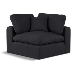 Meridian Comfy Black Linen Textured Fabric Modular Corner Chair