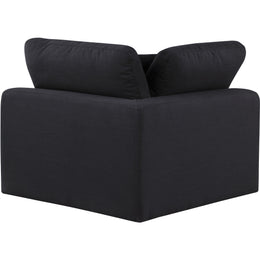 Meridian Comfy Black Linen Textured Fabric Modular Corner Chair