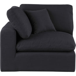 Meridian Comfy Black Linen Textured Fabric Modular Corner Chair