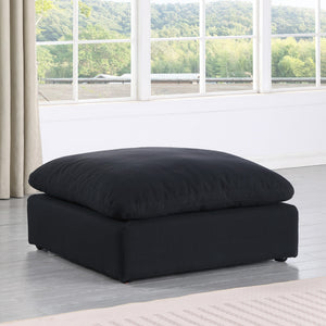 Meridian Comfy Black Linen Textured Fabric Modular Ottoman