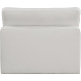 Meridian Comfy Cream Linen Textured Fabric Modular Armless Chair
