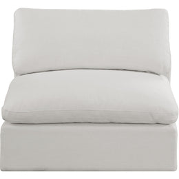 Meridian Comfy Cream Linen Textured Fabric Modular Armless Chair