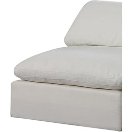 Meridian Comfy Cream Linen Textured Fabric Modular Armless Chair