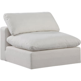 Meridian Comfy Cream Linen Textured Fabric Modular Armless Chair