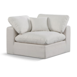 Meridian Comfy Cream Linen Textured Fabric Modular Corner Chair
