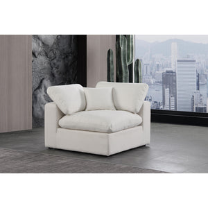 Meridian Comfy Cream Linen Textured Fabric Modular Corner Chair